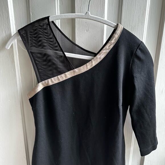 Jay Godfrey One Shoulder Sheath Dress Fishnet Strap Black - Picture 3 of 8